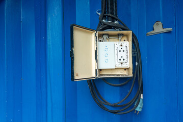 Electrical Junction Box on Blue Surface