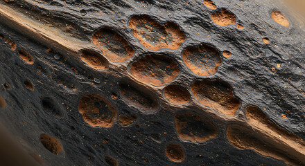 rock surface crater texture background, meteorite volcanic stone closeup wallpaper, geological pattern nature backdrop
