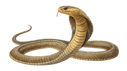 cartoon king cobra snake isolated on transparent background