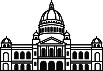 Illustration of a capitol building with a dome