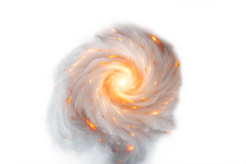 Glowing spiral galaxy isolated on white background