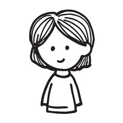 Beautiful Woman Doodle Black and White Illustration Fashion Girl Portrait Line Art Sketch Vector