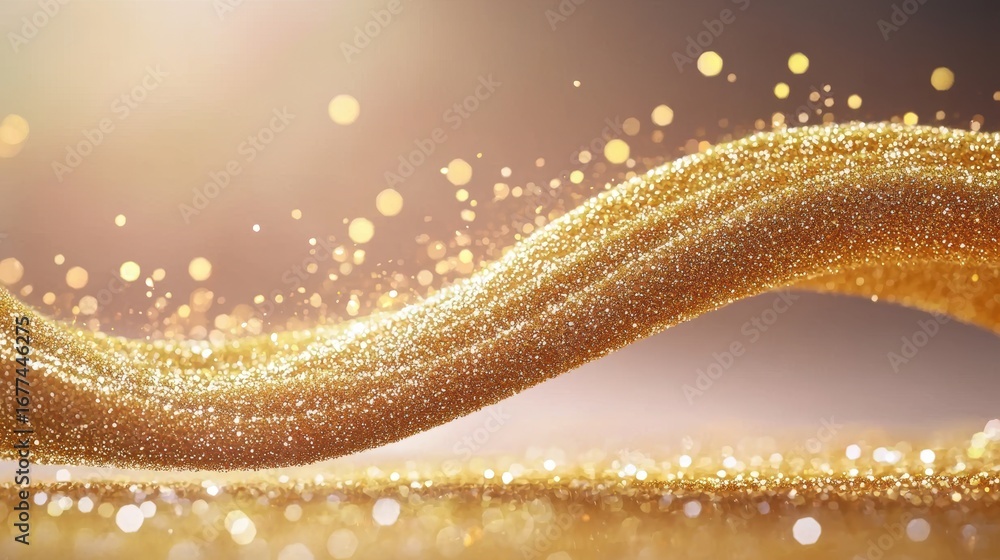 Poster particle sparkling golden particles drifting in a mesmerizing background.