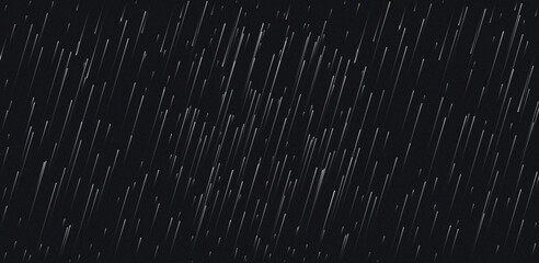 Rain drops against a dark background. Falling water drops. Nature rainfall. Rain black background