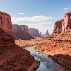 Canyon landscape background. Panoramic landscape with desert mountains on transparent background. illustration in flat cartoon style.created with the help of artificial intelligence.