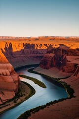 Canyon landscape background. Panoramic landscape with desert mountains on transparent background. illustration in flat cartoon style.created with the help of artificial intelligence.