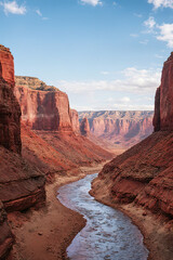 Canyon landscape background. Panoramic landscape with desert mountains on transparent background. illustration in flat cartoon style.created with the help of artificial intelligence.