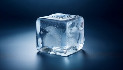 Obraz premium single clear ice cube pure frozen water isolated crisp
