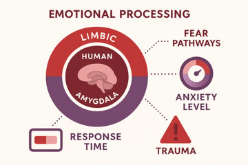 Emotional Processing Diagram: Limbic System, Anxiety, Trauma - Illustration