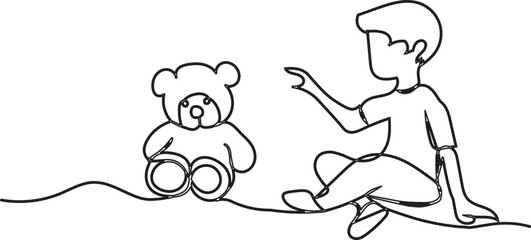 boys playing line art vector.