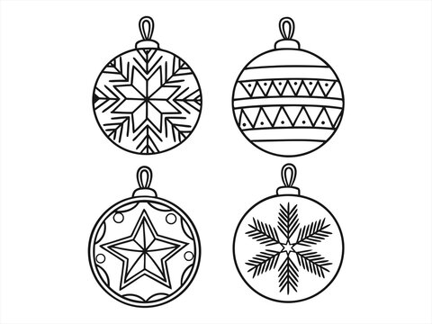 coloring page line art jasus ornaments icon set black vector