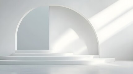 Obraz premium Modern Minimalist Studio with Geometric Shapes and Natural Light