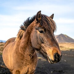 Obraz premium Brown Icelandic horse portrait