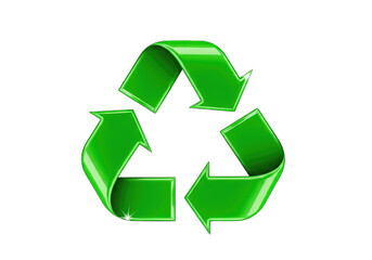 Obraz premium Shiny Green Recycling Symbol with Arrows on a Transparent Background Design