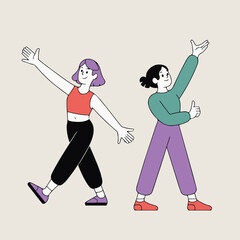 Two women standing vector illustration