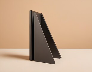 Matte Black Geometric Sculpture – Minimalist Triangular Prism Design
