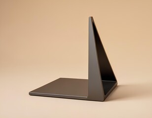 Matte Black Geometric Sculpture – Minimalist Triangular Prism Design