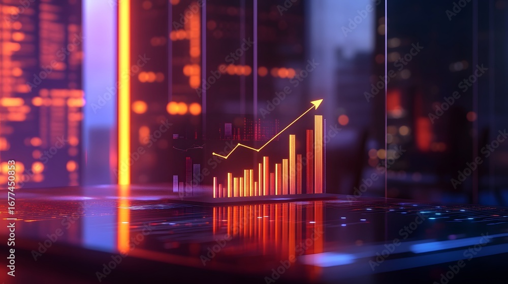 Poster dynamic business growth visualization with colorful data graphics