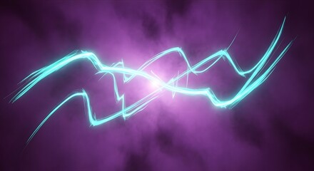 Vibrant electric blue plasma waves pulsating through mystical purple haze