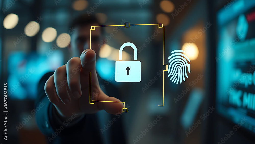 Aufkleber 2fa authentication login or cybersecurity fingerprint and secure online connection of professional e
