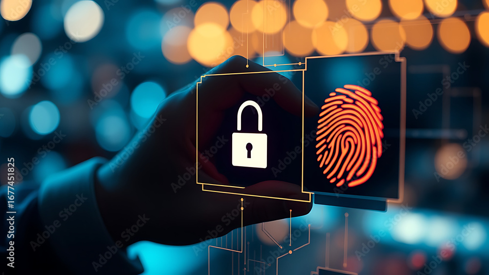 Aufkleber 2fa authentication login or cybersecurity fingerprint and secure online connection of professional e