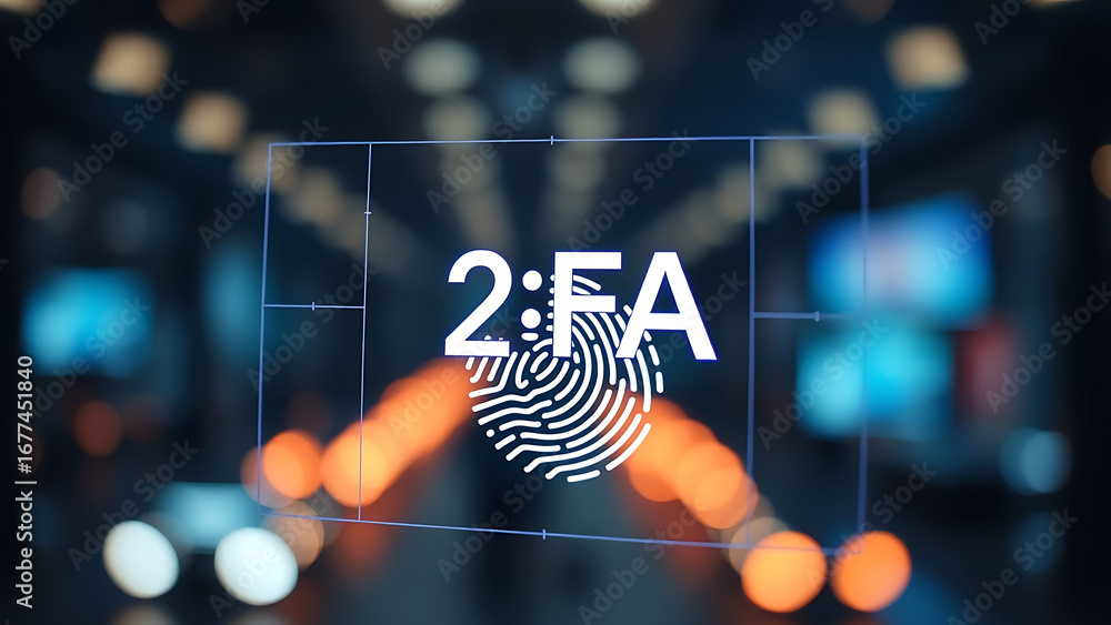 Aufkleber 2fa authentication login or cybersecurity fingerprint and secure online connection of professional e