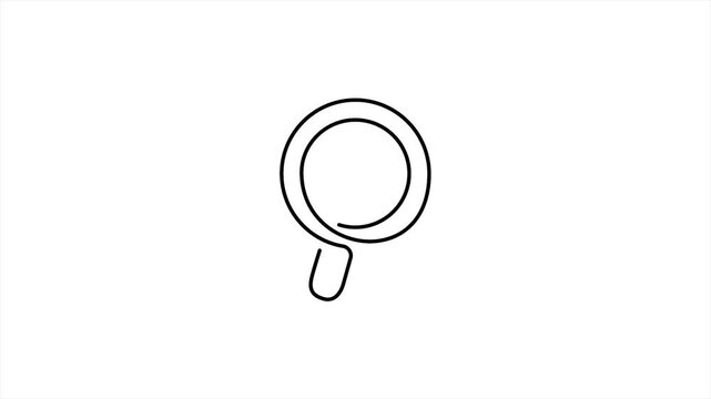Loop-able One Line Drawing of Search Icon. Looping Magnifying Glass Symbol. Suitable for Searching Result Loading Animation for Web and Apps.
