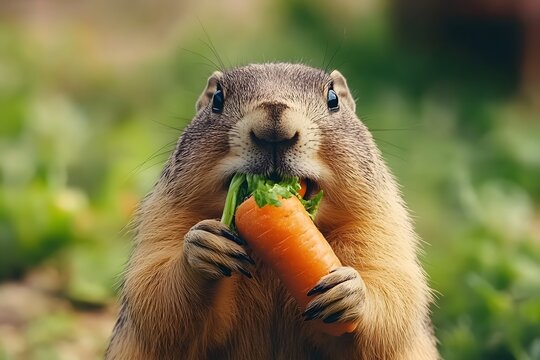 Mischievous groundhog caught on farm security with stolen vegetables