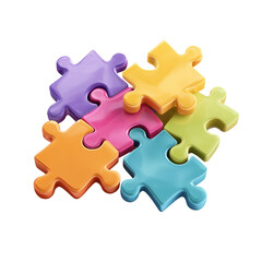 Obraz premium Colorful interlocking puzzle pieces forming a vibrant abstract shape symbolizing connection and teamwork