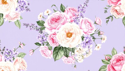 Floral bouquet pattern, light pastel colors