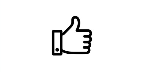 Obraz premium Simple outline illustration of a thumbs-up sign in black on white.