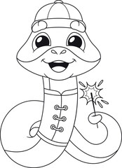 Chinese Christmas snake black-and-white mascot