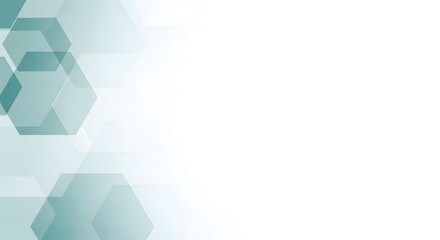 Abstract geometric background with fading teal hexagons on white space