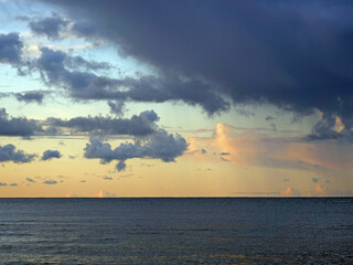Minimalist sunset over the sea - Dramatic clouds on the horizon