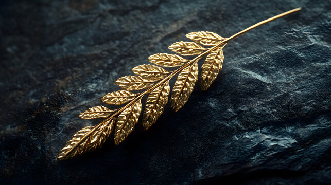 Golden Einkorn ear on a dak matte background, with te intricate texture of thegrain showcasing its organc beauty and rustic elegane.