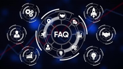 Frequently Asked Questions concept with FAQ text and business icons in a circular diagram answers - Powered by Adobe