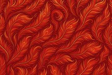 Crimson Feather Storm &ndash; Seamless Phoenix Fire Pattern