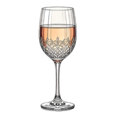 Vintage Style Elegant Wine Glass: A crystal wine glass, filled with delicate rose-colored wine, stands gracefully.