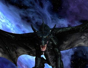 Black dragon in space