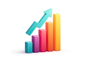 Colorful 3D bar graph with upward trend (2)