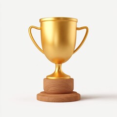Golden trophy on wooden base
