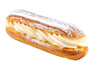 Cream eclair dessert isolated on transparent background png