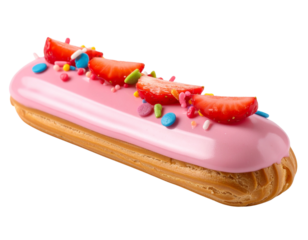 Strawberry eclair isolated on transparent background png