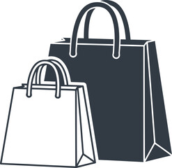 Vector art of two shopping bags, one large and one small, , in a simple design