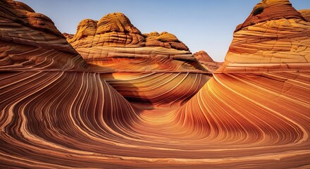 Golden Hour Light Illuminates The Wave's Undulating Sandstone Layers in Coyote Buttes North