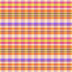 Peach Hawaiian Hibiscus Set Plaid 1 Seamless Repeat