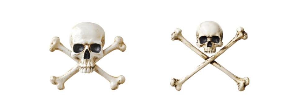 Set of Crossbones isolated on transparent background, cut out