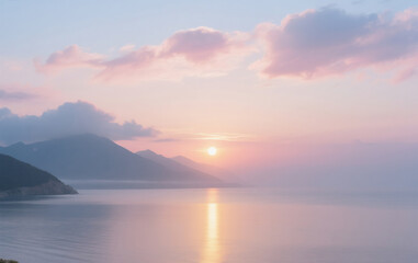 Naklejka premium sunrise over the river