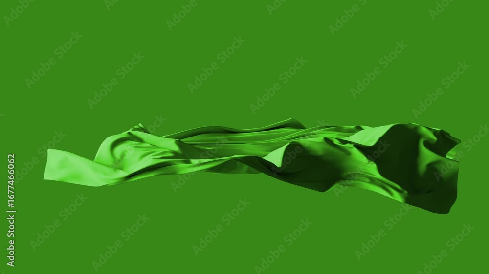 Aufkleber elegant green satin cloth gracefully flowing across chroma key background, creating seamless visual 