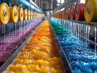 High tech textile industry using clean water recycling systems for dyeing fabrics